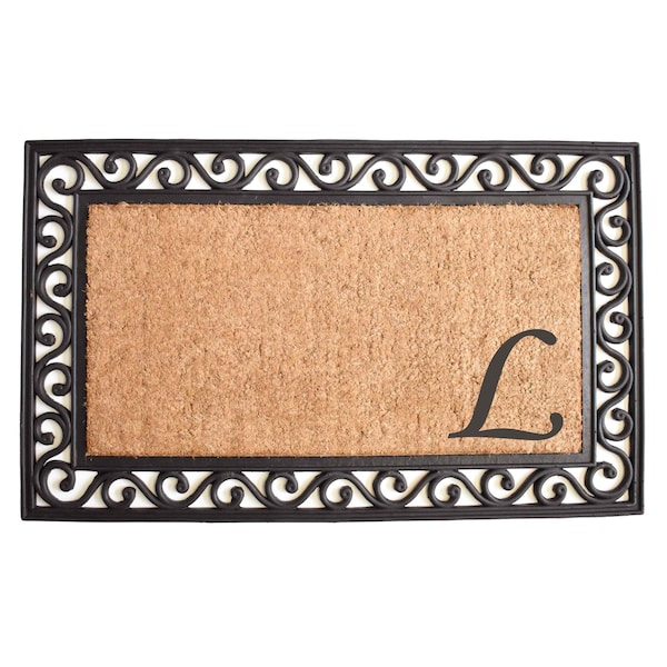 Calloway Mills Monogram Door Mat, Coir, Black, Natural, 18 in W x 30 in L 104021830L - main